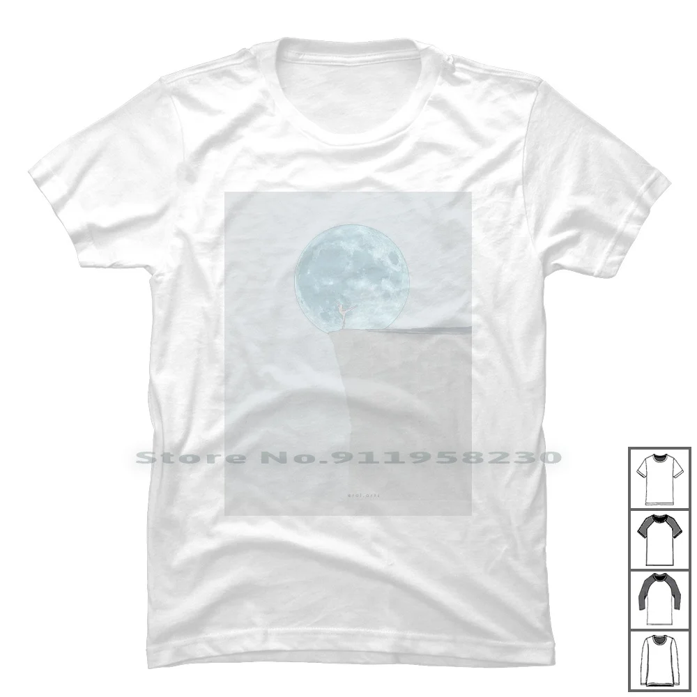 

Футболка с большой луной из 100% хлопка светильник светлая луна, большой ковчег