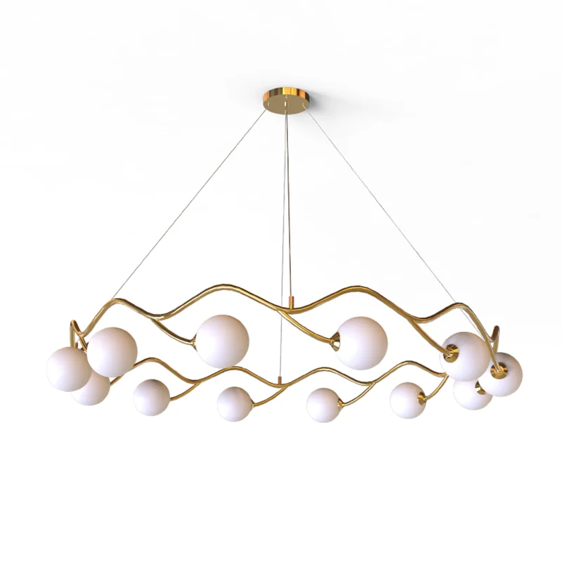 

Modern Round Wave shape Chandelier Lighting LED Lamp Chandeliers Living Room Bedroom Gold Round Crystal Ring Lights