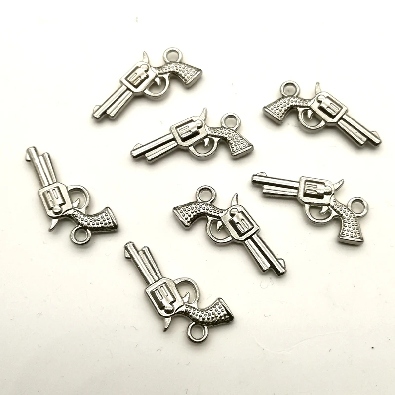 

15pcs Charms Pistol Gun 22x12mm Handmade Craft Pendant Making fit,Vintage Tibetan Bronze Silver color,DIY For Bracelet Necklace