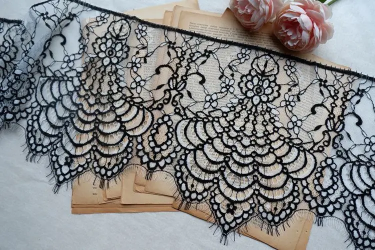 6 м/упак. ширина 24 см белый черный DIY изысканные классические ресницы кружева украшения вышивка кружевная ткань RS673 - Цвет: black white 6m