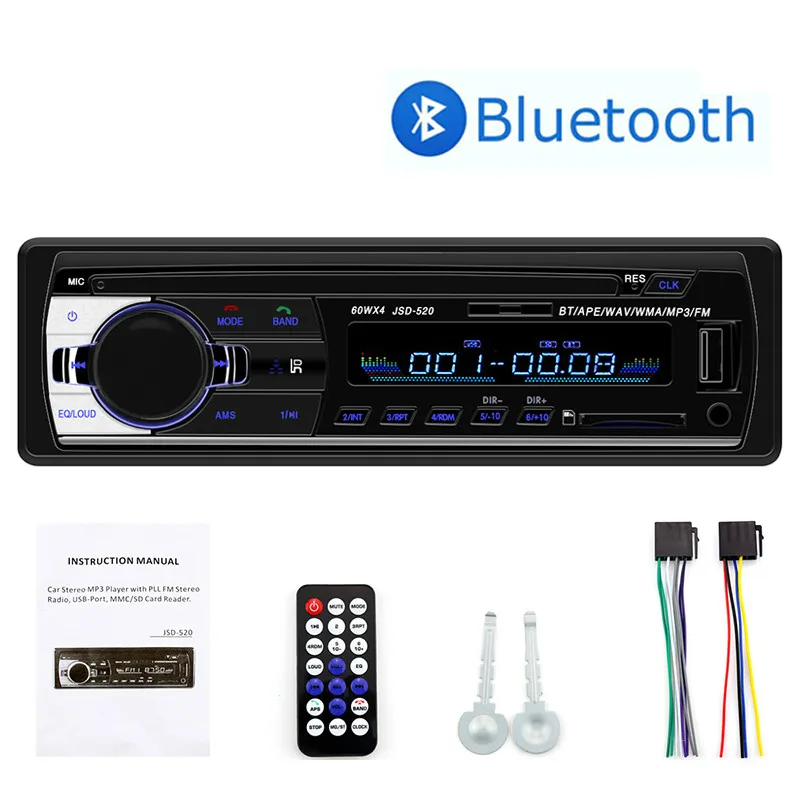 1 Din автомобильное радио 12V Bluetooth Стерео FM MP3 аудио плеер USB SD AUX Авто Электроника