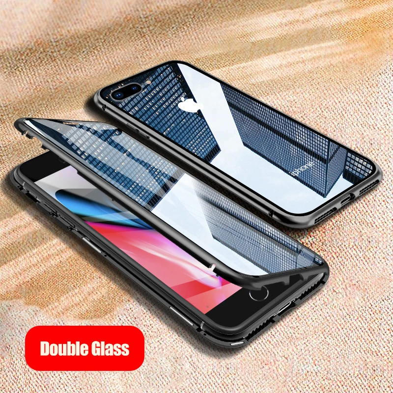 Металлический магнитный чехол для iphone X, Xr, Xs, 11 Pro, макс. закаленное стекло, задняя крышка с магнитом, чехол для iphone 6, 6s, 7, 8 Plus, чехол