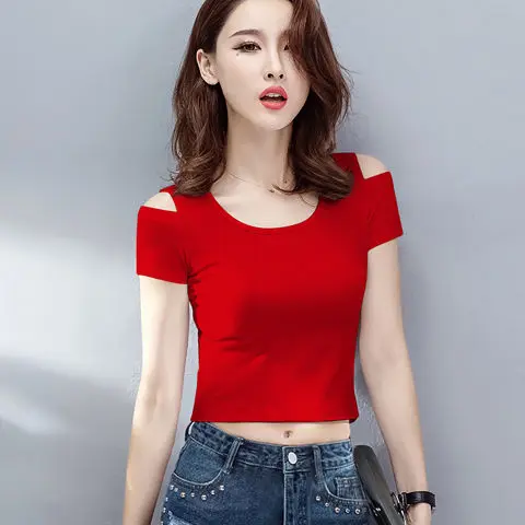 

Женская летняя футболка с коротким рукавом, облегающий короткий топ, женские футболки, топы, женские футболки