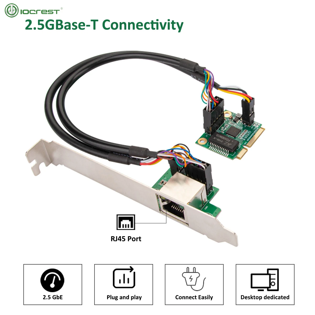 Сетевой адаптер IOCREST 2 5 GBase T Gigabit с 1 портом 2500 Мбит/с Mini PCIe ГБ Ethernet карта RJ45 LAN
