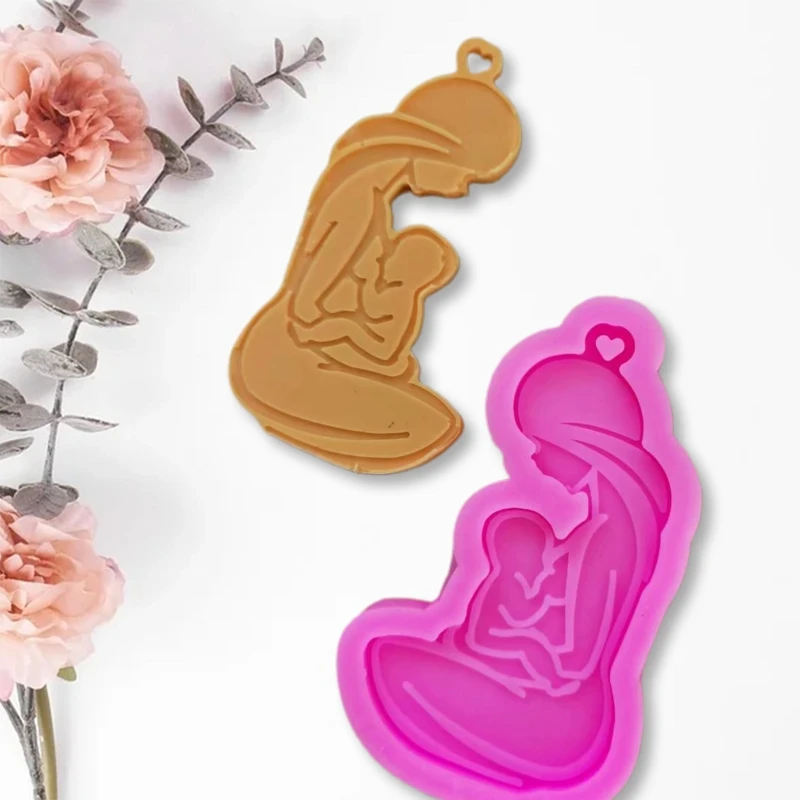 

DIY Glossy Breastfeeding Mother Keychain Silicone Mould Crafts Polymer Jewelry Necklace Making Tool Epoxy Resin Mold