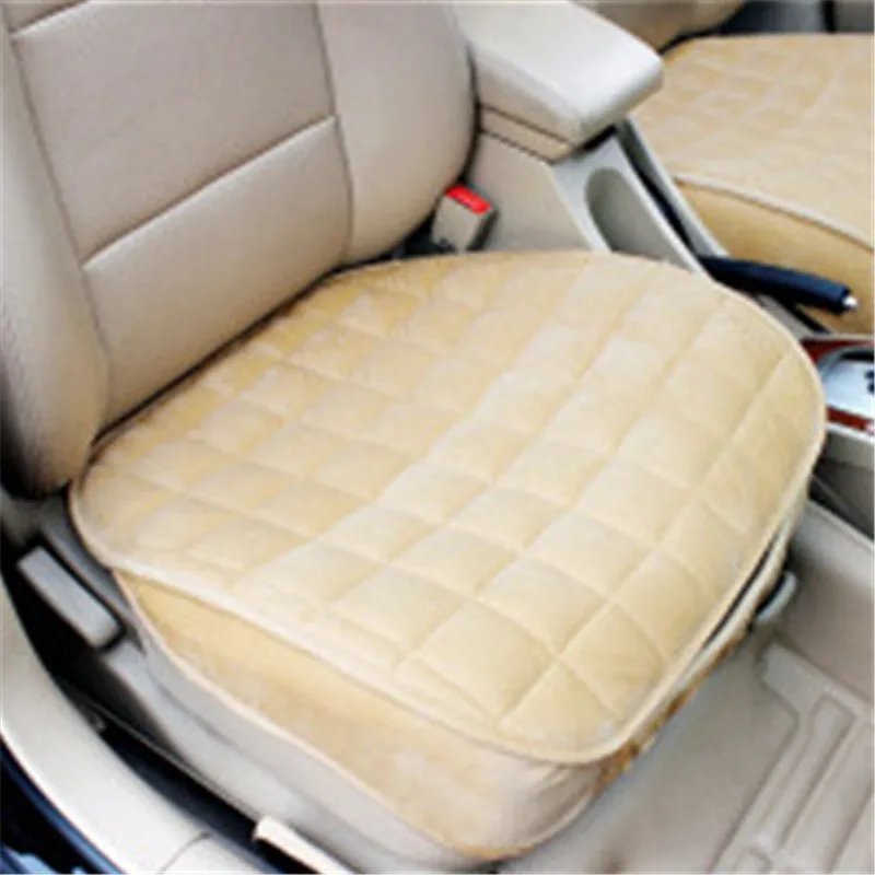 beige front 1 Флокированная ткань не двигается подушки сиденья автомобиля нескользящий подушка для автомобильного сидения Универсальный сохраняющий тепло зимний автомобиль аксессуары чехол для сиденья - Название цвета: beige front 1