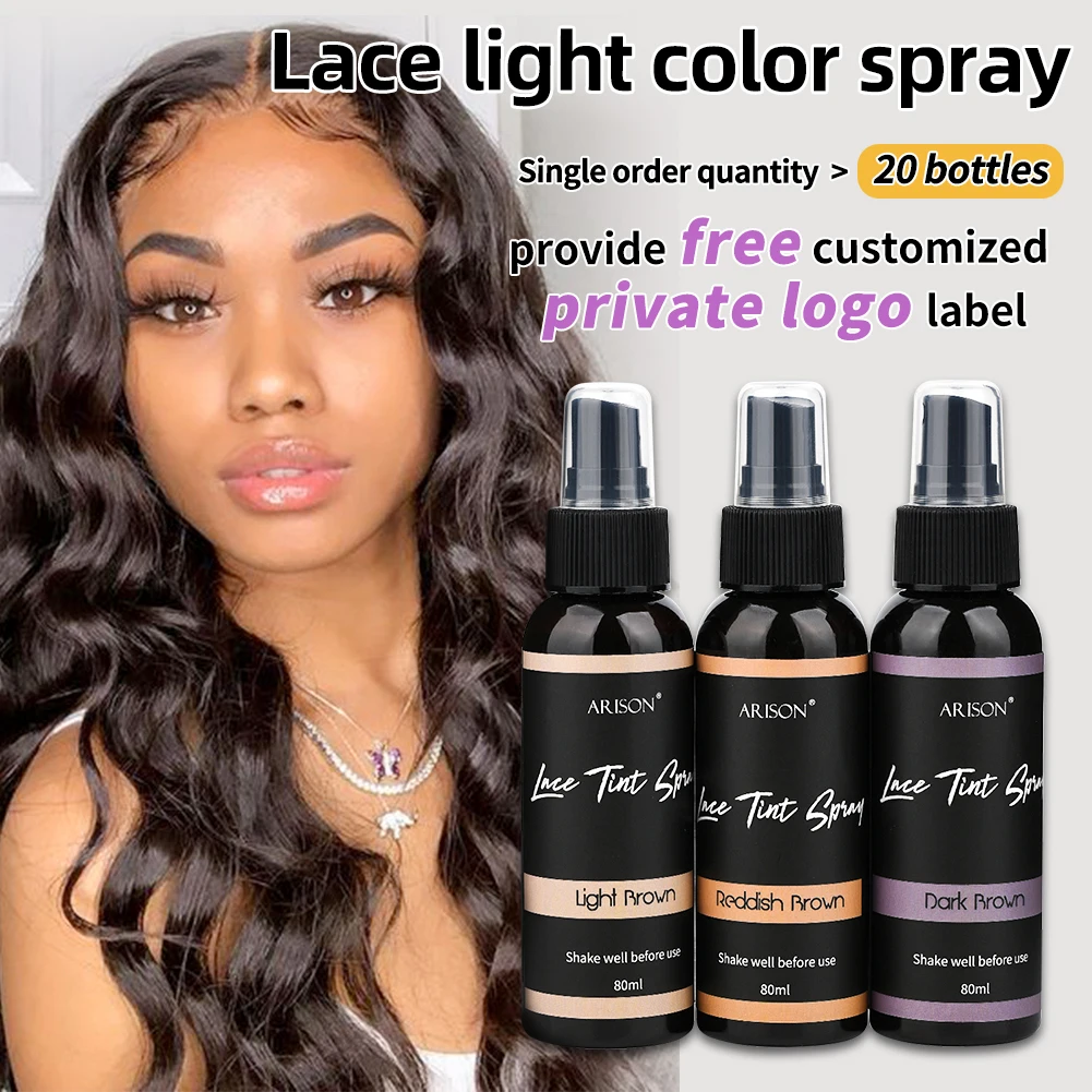 

80ml Lace Tint Spray Lace Wig Adhesive Bond Quality Toupee Lace Private Light Wig Spray Custom Label Glue Color High Quality