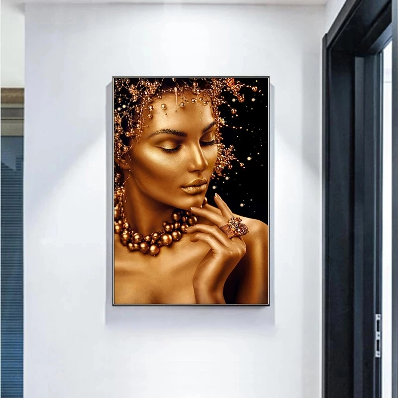 

Gold Black Woman Canvas Nude Art Poster Prints Light Luxury Wall Painting Pictures Artwork Modern Living Room Home Decoration