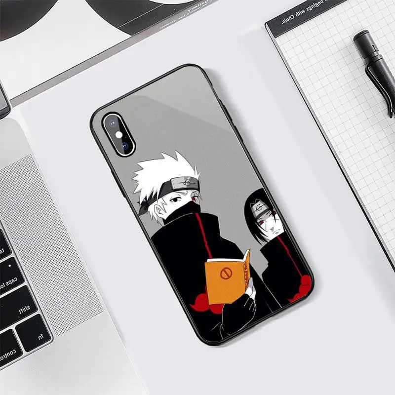 

hot anime Naruto Sasuke pattern cover Phone Case Tempered glass For iphone 5C 6 6S 7 8 plus X XS XR 11 PRO MAX