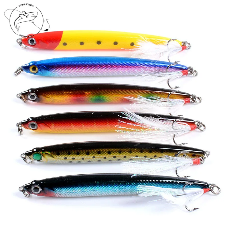 

Sea Fishing Lure Outdoor 6pcs/set Artificial Sinking Pencil Plastic Hard Bait Bionic Bait 3D Simulation Eyes 10cm/14.4g