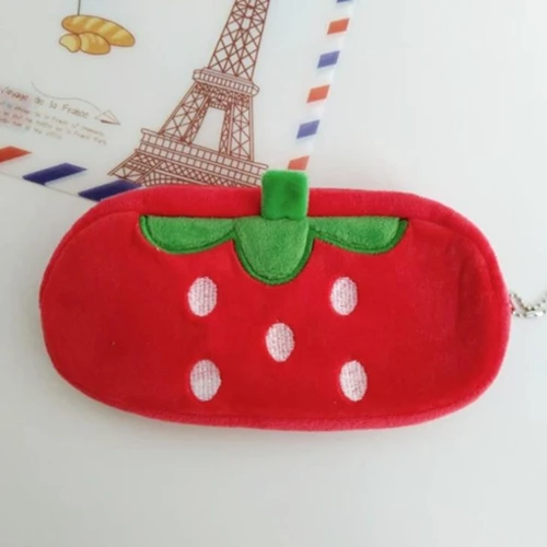 Strawberry Плюшевый чехол-карандаш с единорогом для мальчиков и девочек, школьная Милая Большая вместительная сумочка на молнии, сумочка для ручек и карандашей, школьные принадлежности, канцелярские принадлежности, подарок - Цвет: Strawberry