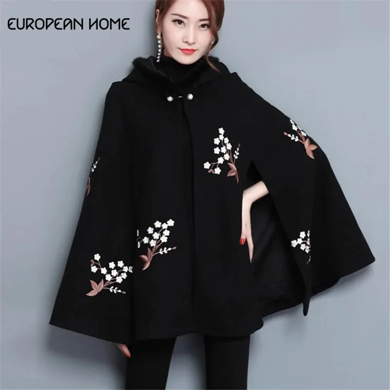 Новое высококачественное осеннее зимнее пончо с капюшоном женское без рукавов