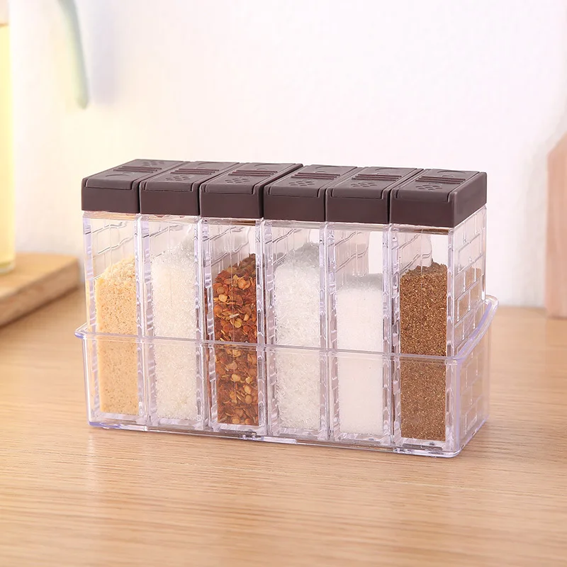 

Kitchen Condiment Box Transparent Spice Storage Jars PP Salt Pepper Cumin Powder Tool Seasoning Container Spice Jars Set