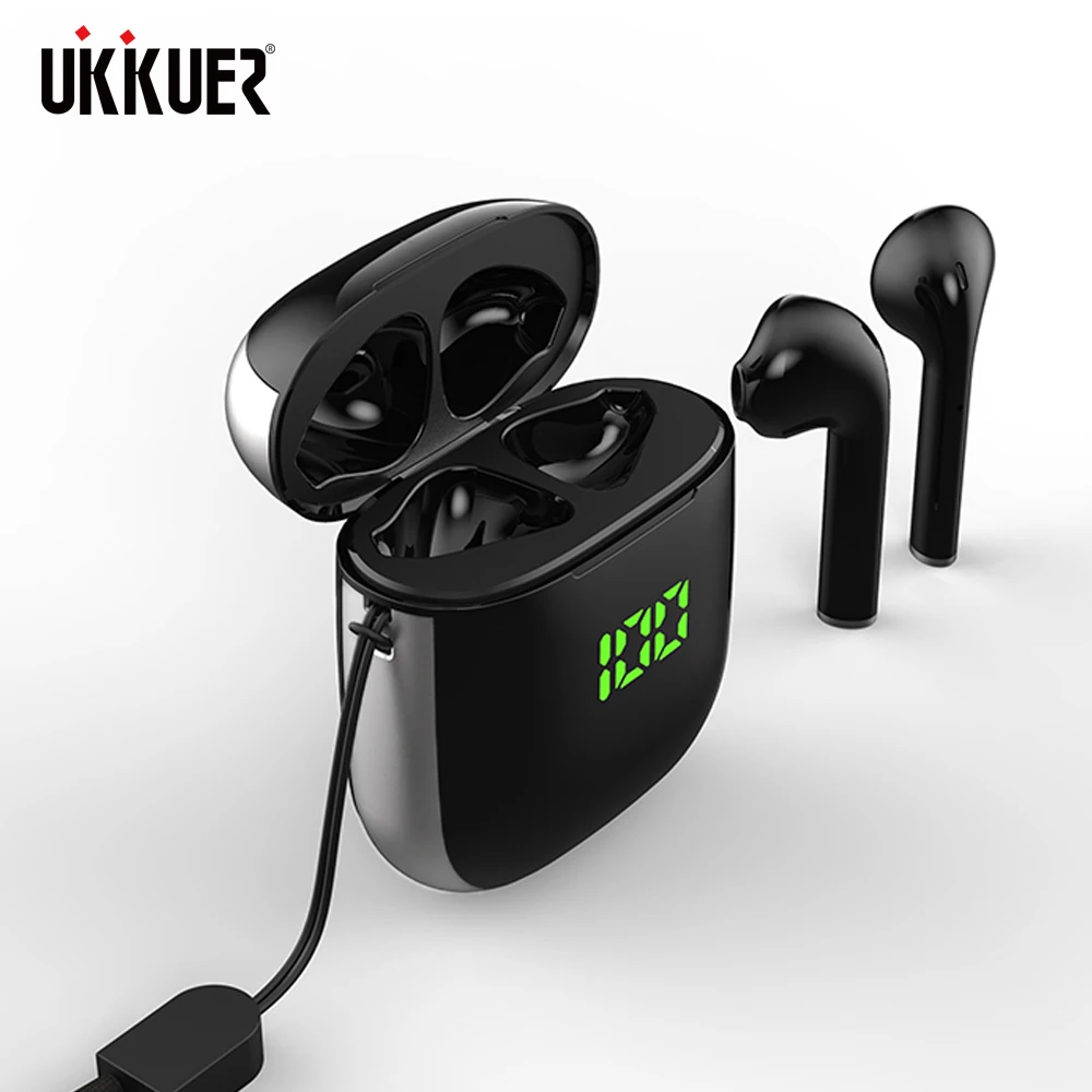UKKUER TWS Bluetooth 5 0 наушники светодиодный дисплей мини QI Беспроводная зарядка коробка