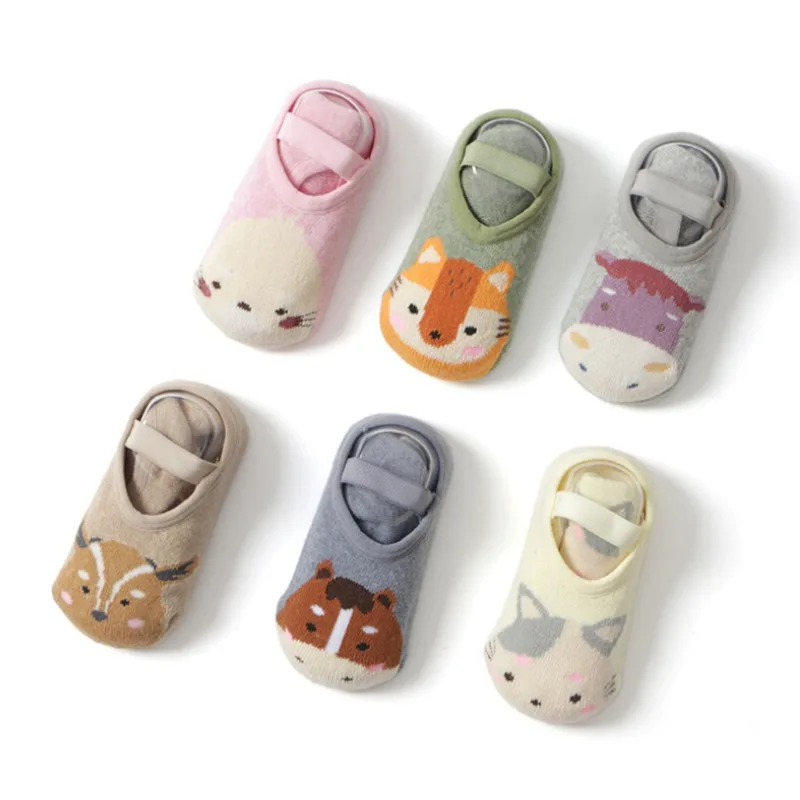 

1Pair Shoes Floor Socks First Walker Non-slip Toddler Newborns Baby Girls Boys Cartoon Cotton Rubber Grips Anti-slip Boat Socks