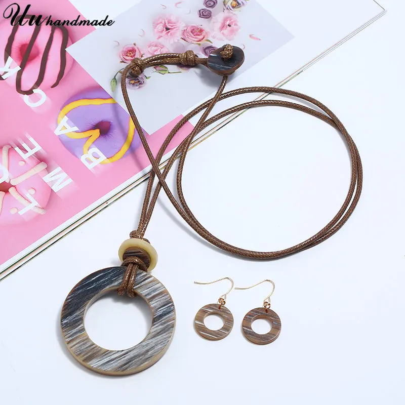 Женское длинное ожерелье массивное ювелирное изделие Длинная кожаная цепочка