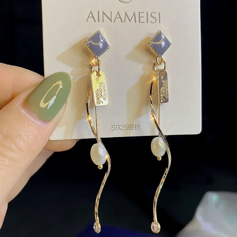 

AINAMEISI 2021 New Korean Long Thread Tassel Drop Earrings for Women Easy Match Simple Tassel Earring Fashionable Jewelry