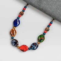 colorful adjustable retro irregular shape ceramic gift neckalce artware antique wholesale necklaces pendants for women xn009