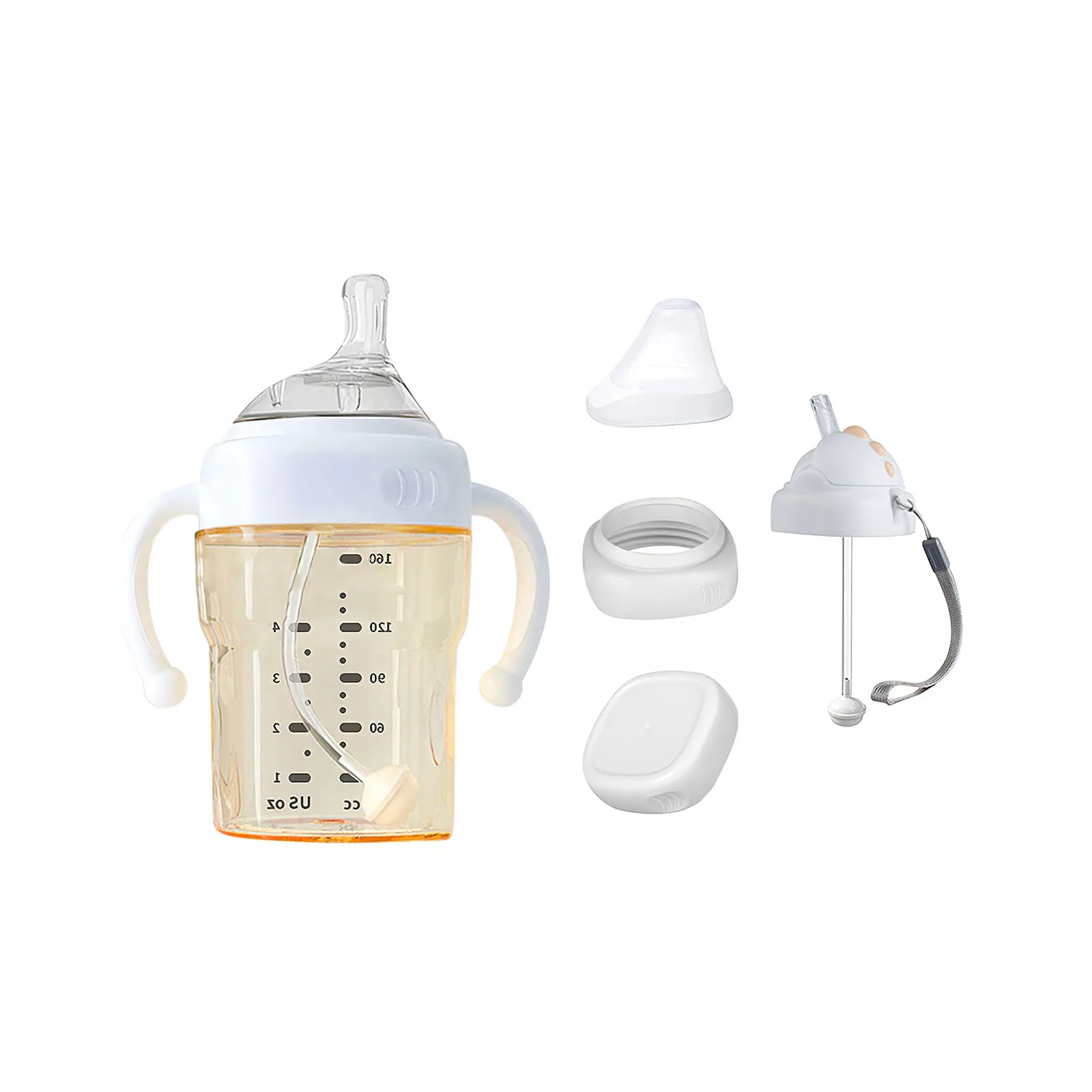 

Baby Bottle with Large Opening Design Portable Milk Bottle Anti-fall Easy to Clean Nature Baby Bottle with Clear Scale Value