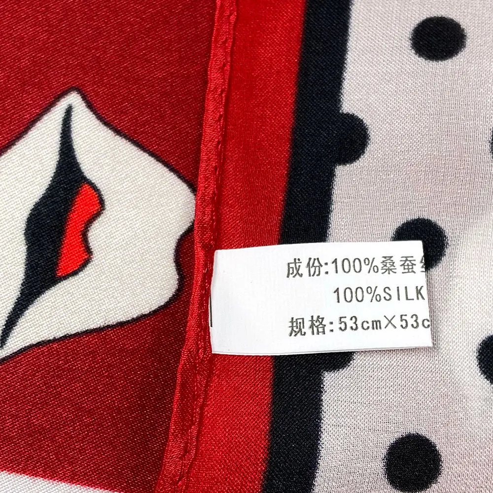 

Women Pure Silk Lips Dots Scarf Handkerchief Bandana High Quality Female Hair Scarf Women's Natural Silk Square Neck Head Scarf