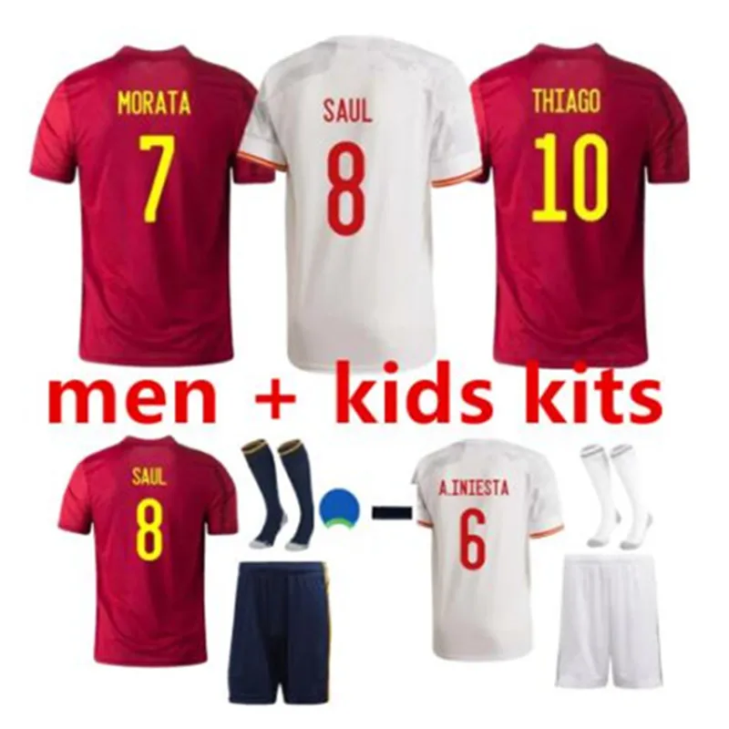

2021 home away goalkeeper football shirts ferran asensio morata bait iniesta paco alcacer saul adult football men + child