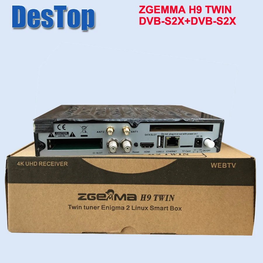 ZGEMMA H9 TWIN 4K UHD приемник с 2 * DVB S2X мультипотоковым тюнером CI + и внутренним Wifi 8GB EMMC