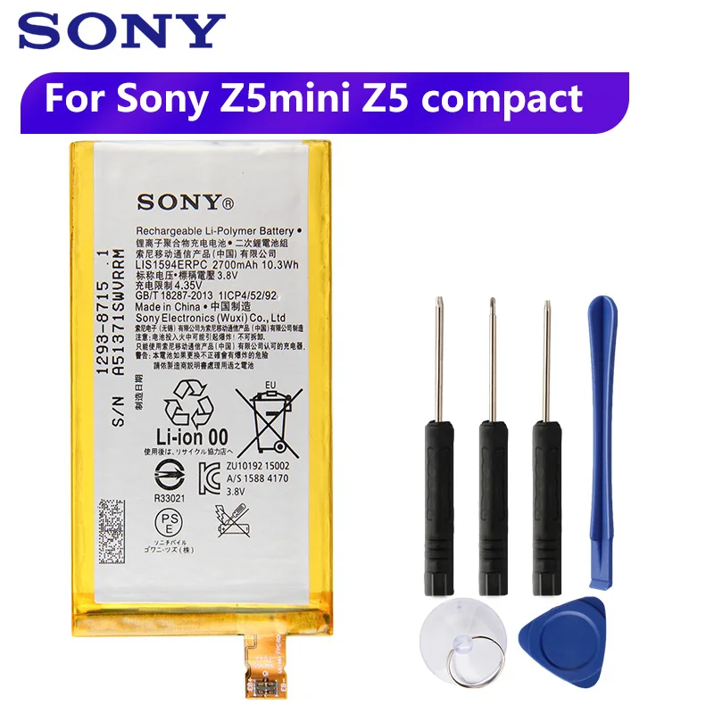 

Original Replacement Sony Battery LIS1594ERPC For SONY Xperia Z5C Z5 mini E5823 z5 compact Authentic Phone Battery 2700mAh