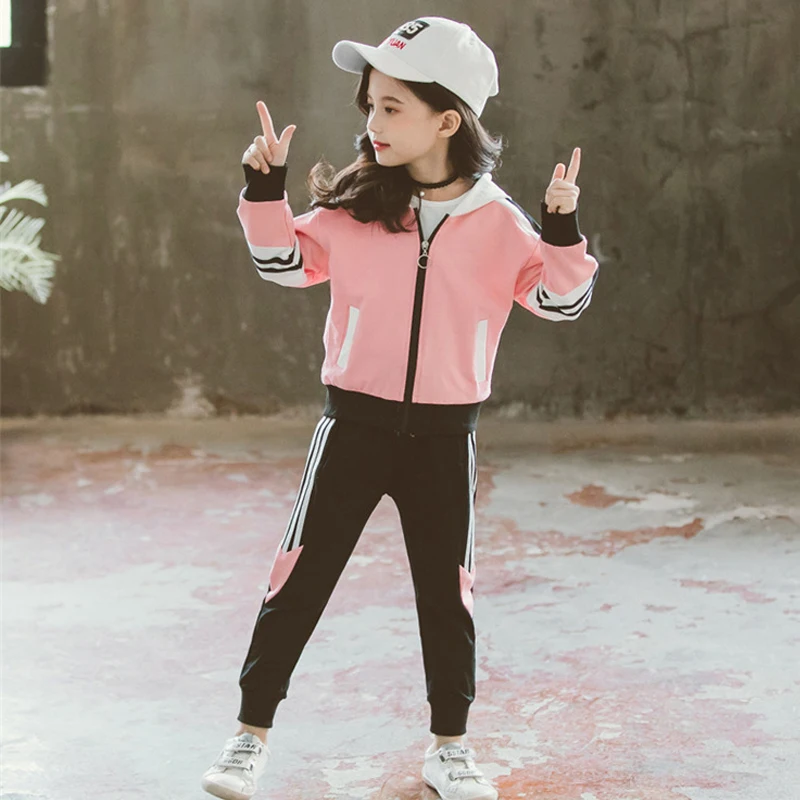 Спортивный костюм для девочек спортивный детская модная куртка в полоску