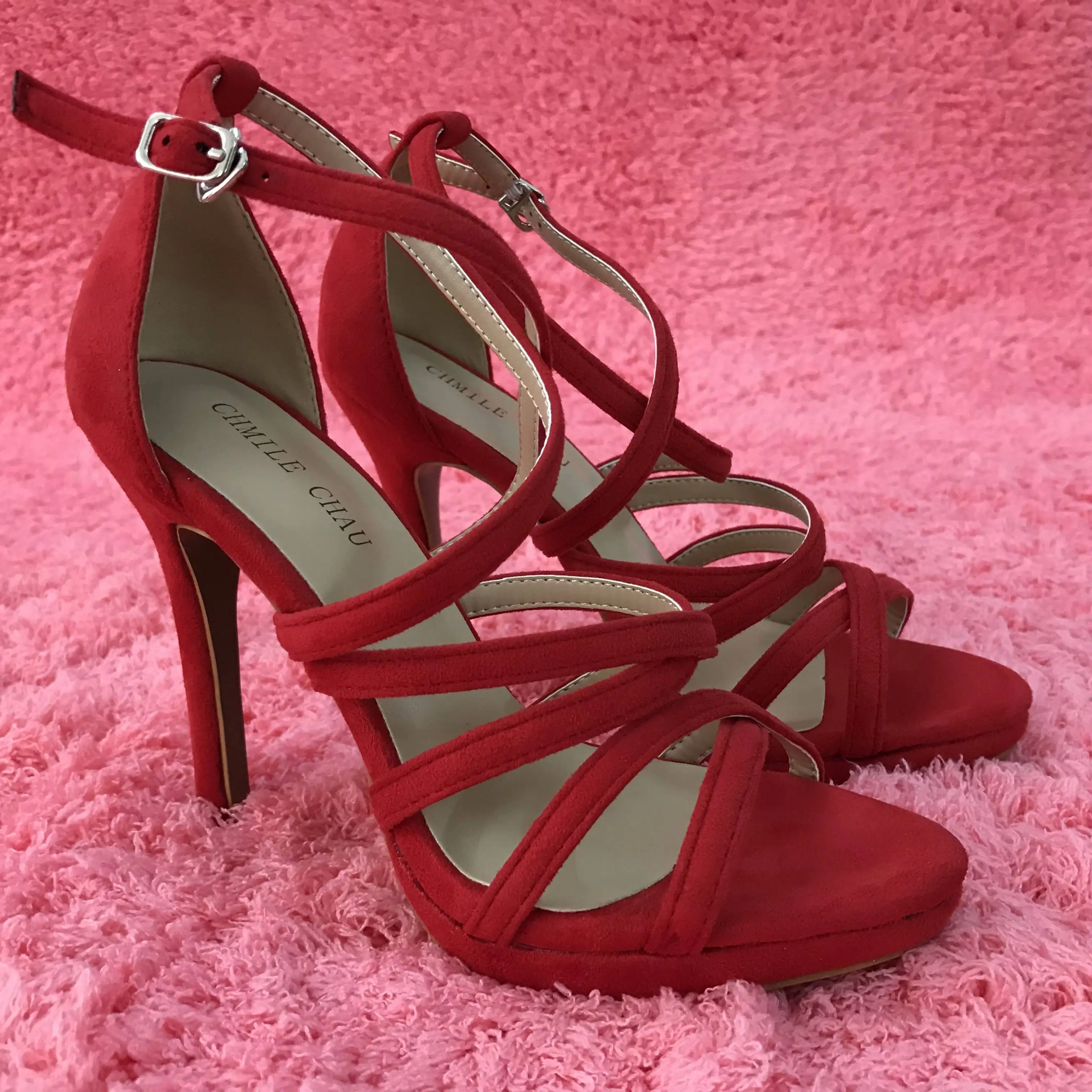 

Босоножки женские замшевые на высоком каблуке 12 см, пикантные сандалии для вечеривечерние, открытый носок, ремешок на щиколотке, туфли на шп...