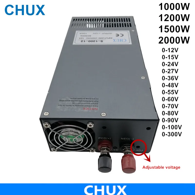Fonte de Alimentação Chaveada para Cctv Cnc Fonte de Alimentação de 1000w 1200w 1500w e 2000w 12v 24v 36v 48v 55v 110v Fonte de alimentação de comutação