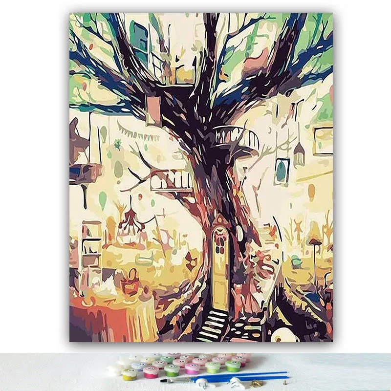 DIY картинки для раскраски по номерам с цветами весы Созвездие Дерево Картина