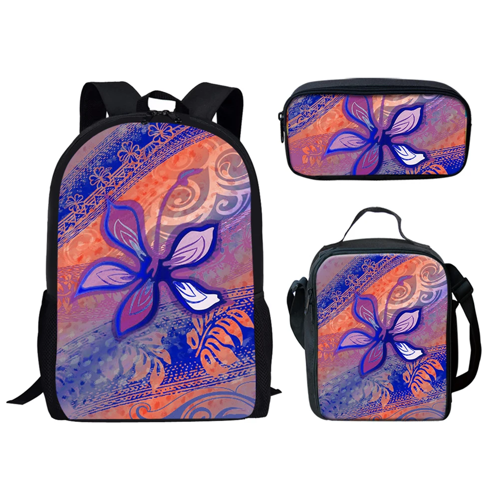 Набор школьных сумок для мальчиков и девочек, полинезийский рюкзак с принтом гибискуса в стиле бохо, детские школьные ранцы, сумки для обеда...