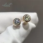 Серьги inbeaut из настоящего 18-каратного розового золота с превосходной огранкой, круглые ювелирные украшения с бриллиантами диаметром 1 карат, модные ювелирные украшения
