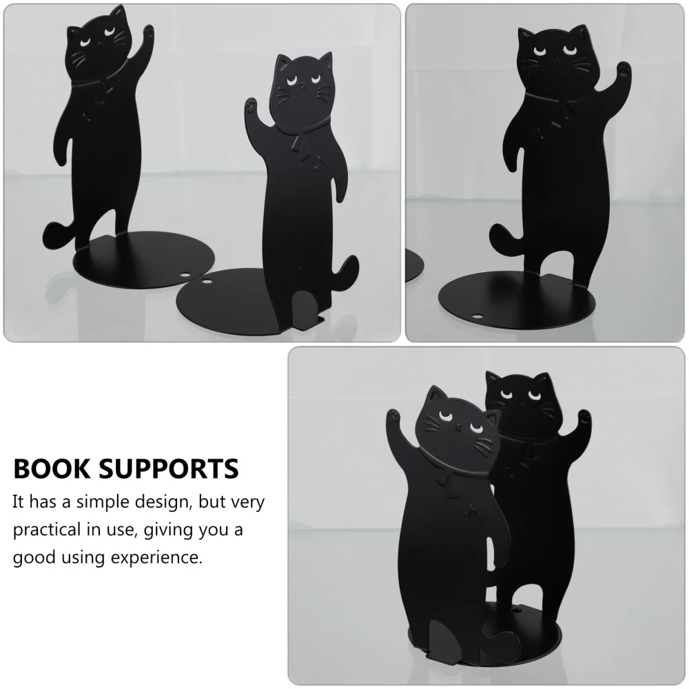 

1 Pair Cat Shape Bookends Bookshelf Baffle Book Organizer Iron Bookends