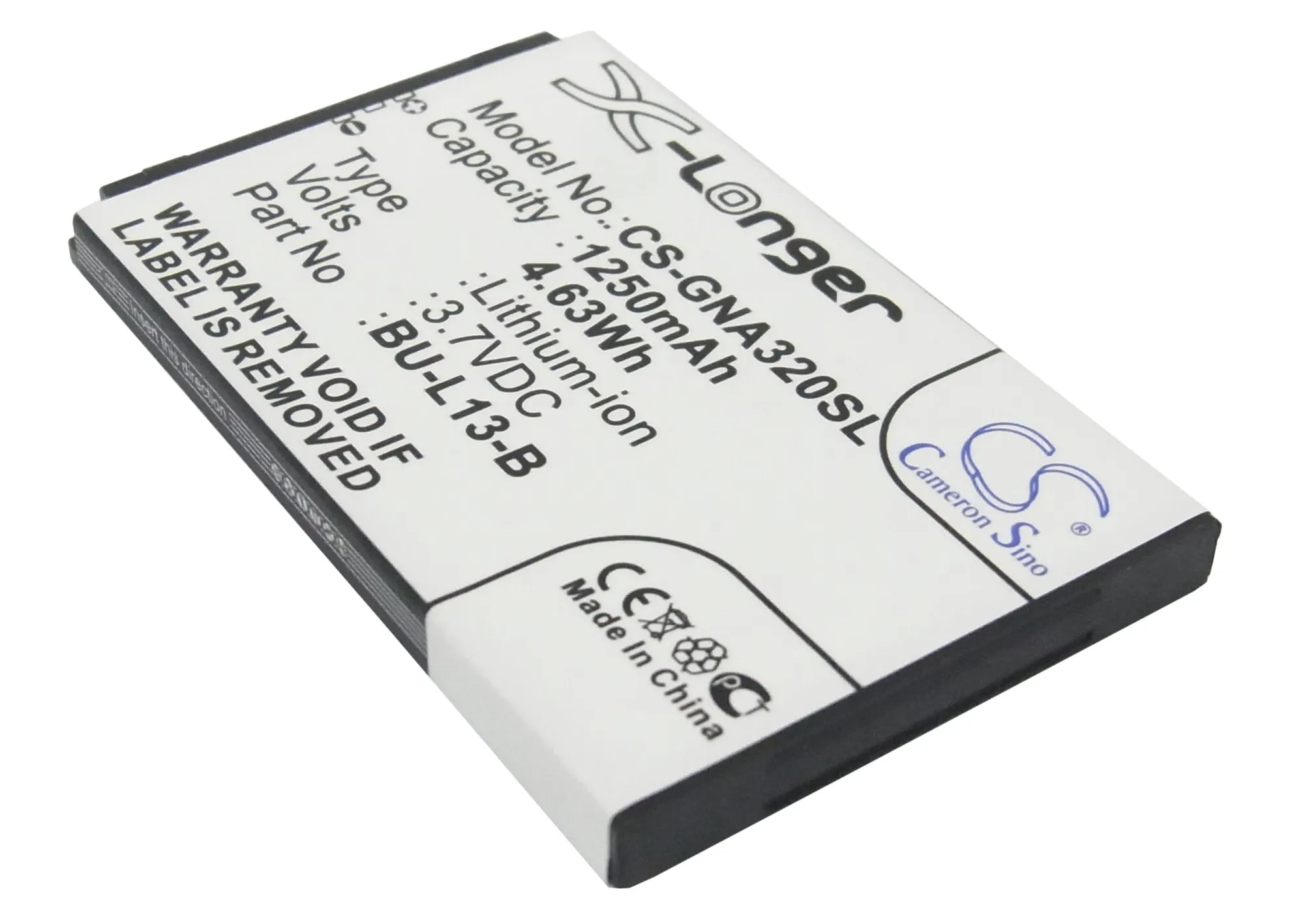 

CS 1250mAh / 4.63Wh battery for GIONEE A320, A350, W360, W368 BU-L13-B