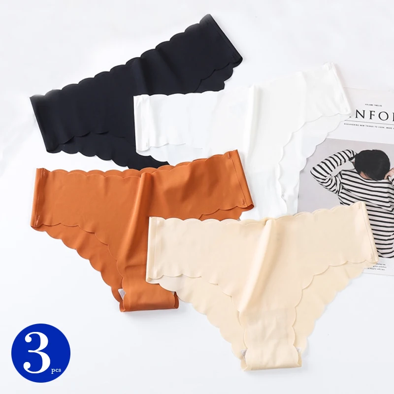 3 шт./упак. бесшовное нижнее белье женское гладким шелковым Для женщин трусики