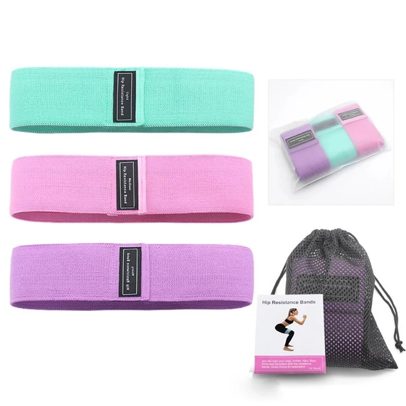 

3pcs Fitness Rubber Band Elastic Yoga Resistance Bands Set for Hip Legs Thigh Glutes Gym Fitness Booty Band Home Workout