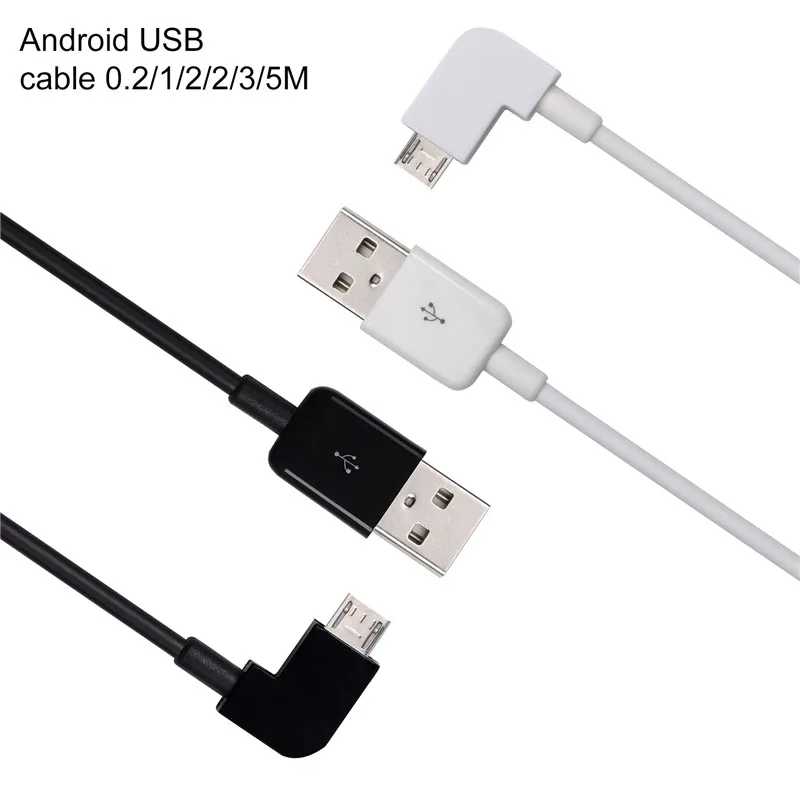 Кабель Micro USB угловой 90 ° для зарядки и синхронизации данных телефонов Samsung LG xiaomi