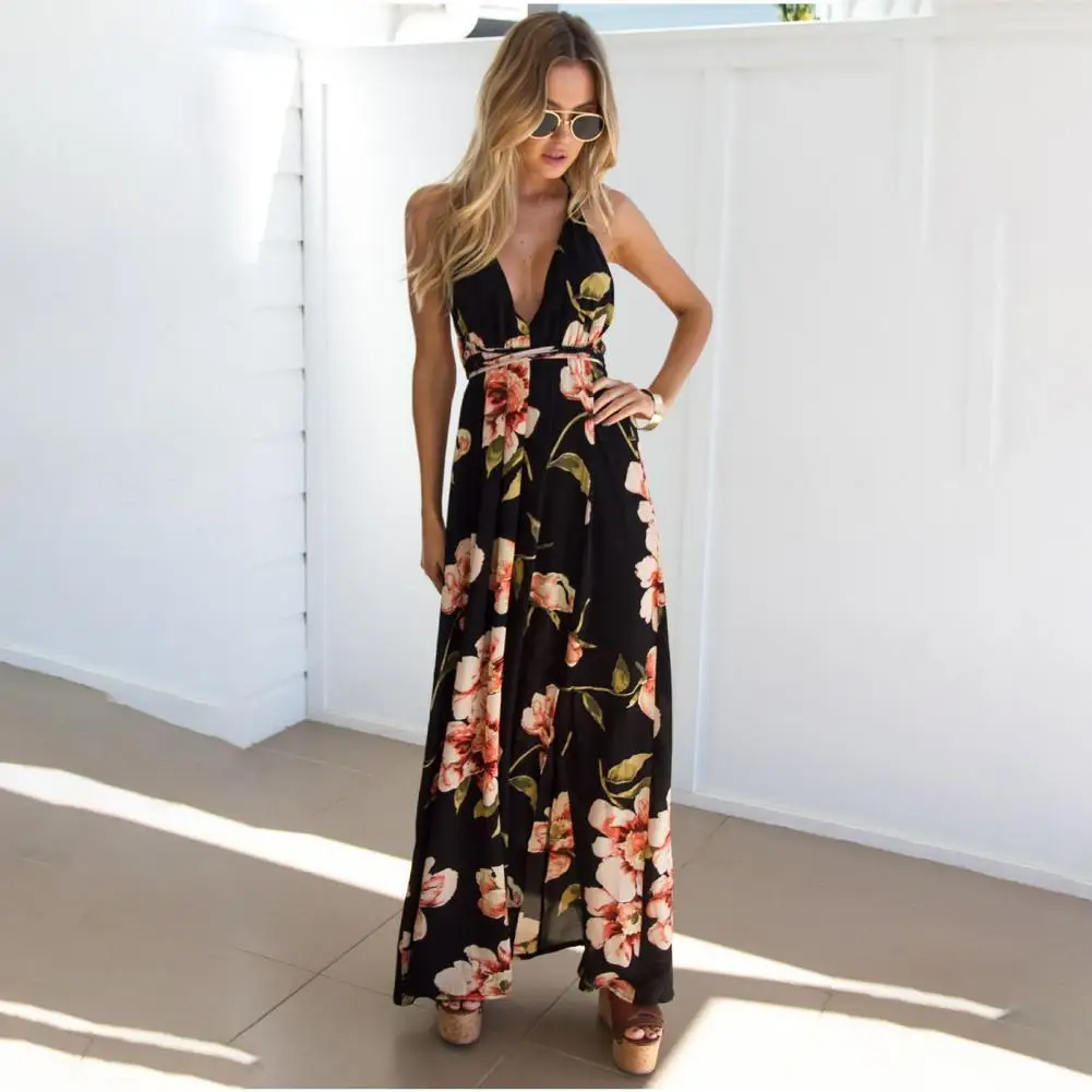 

Dress long dress Sleeveless Floral Print Women Backless Maxi Dresses for Party Sexy Bow Short Dress Backless Bodycon Mini Dress