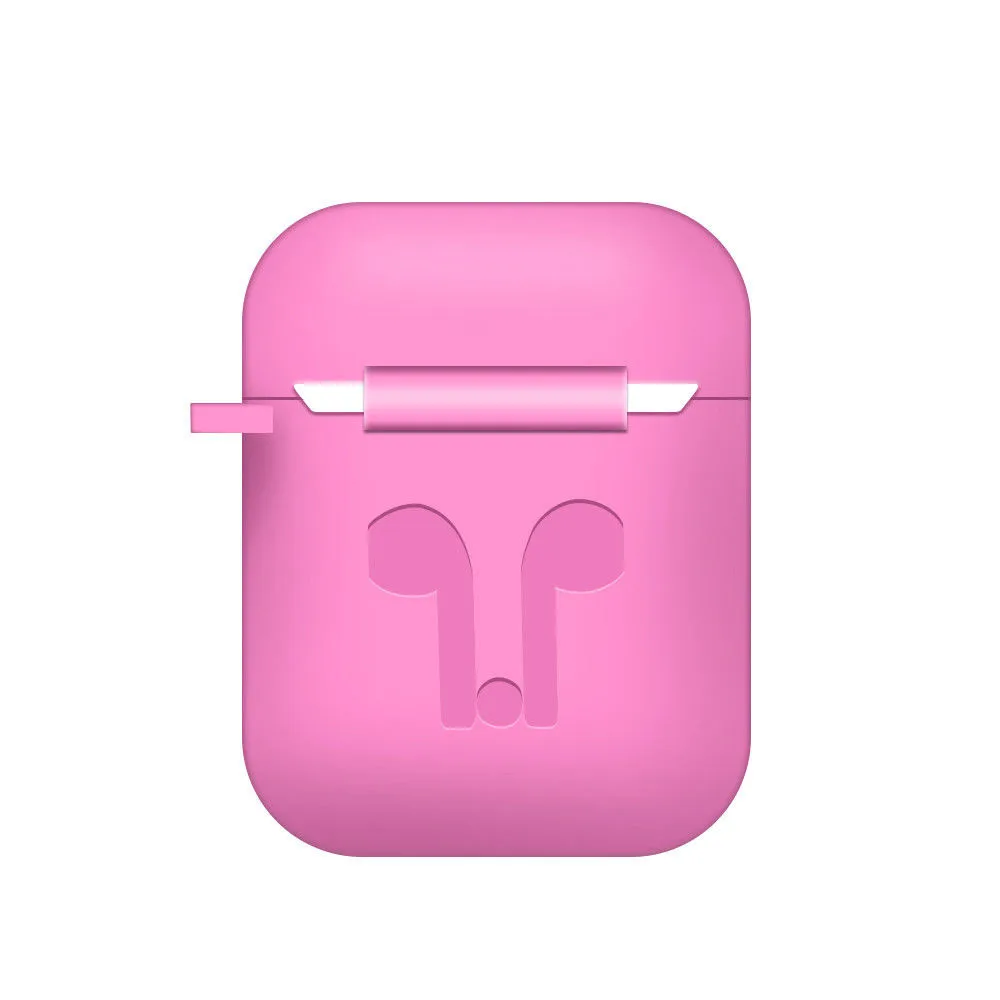 Hot Pink Earphone Case For AirPods Protect Box For Apple EarPods Silicone Cases Cover Protective Skin for Apple Airpod Charging Case#L25 - Цвет: Hot Pink