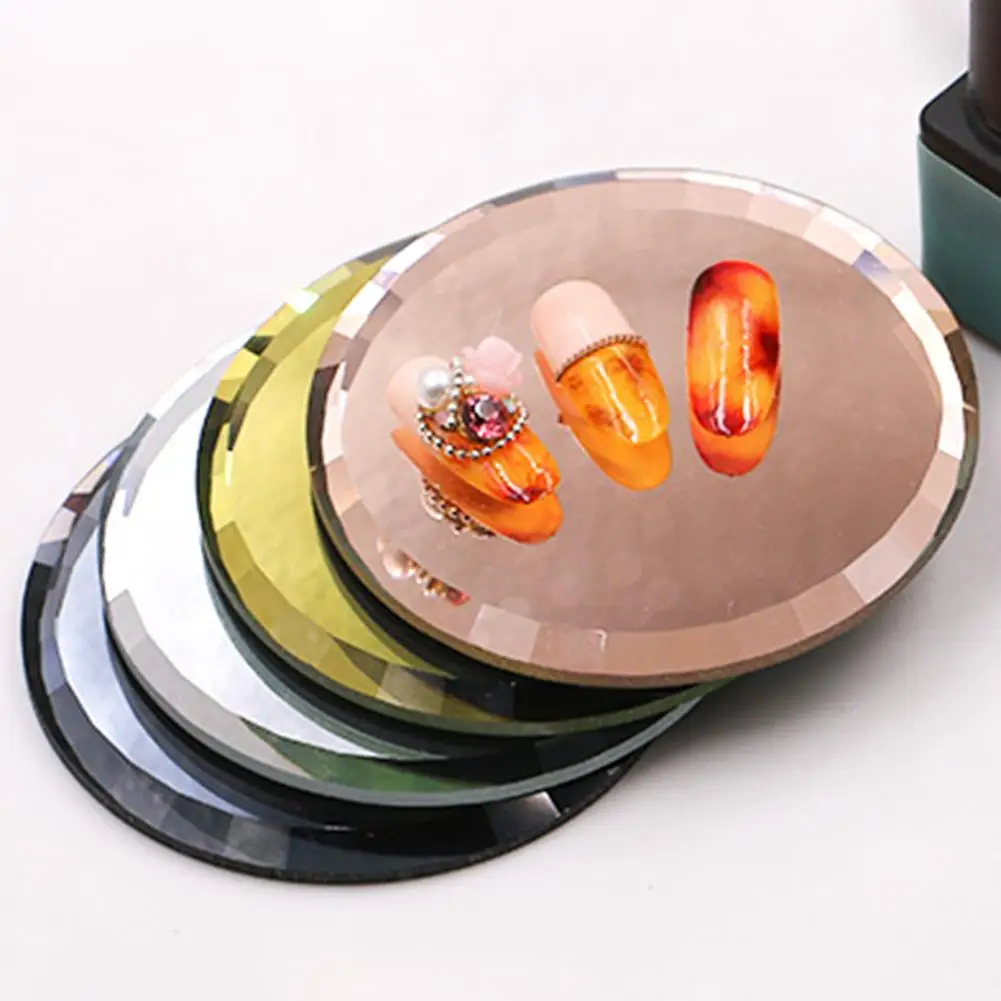 

Nail Art Color Palette False Tips Mirror Glass Display Board UV Gel Polish Practice DIY Showing Shelf Manicure Tool