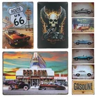 Route 66 металлическая настенная художественная жестяная вывеска в подарок винтажная табличка для гаража домашний Декор Ретро автомобильный металлический Плакат Вывески мужские наклейки на стену