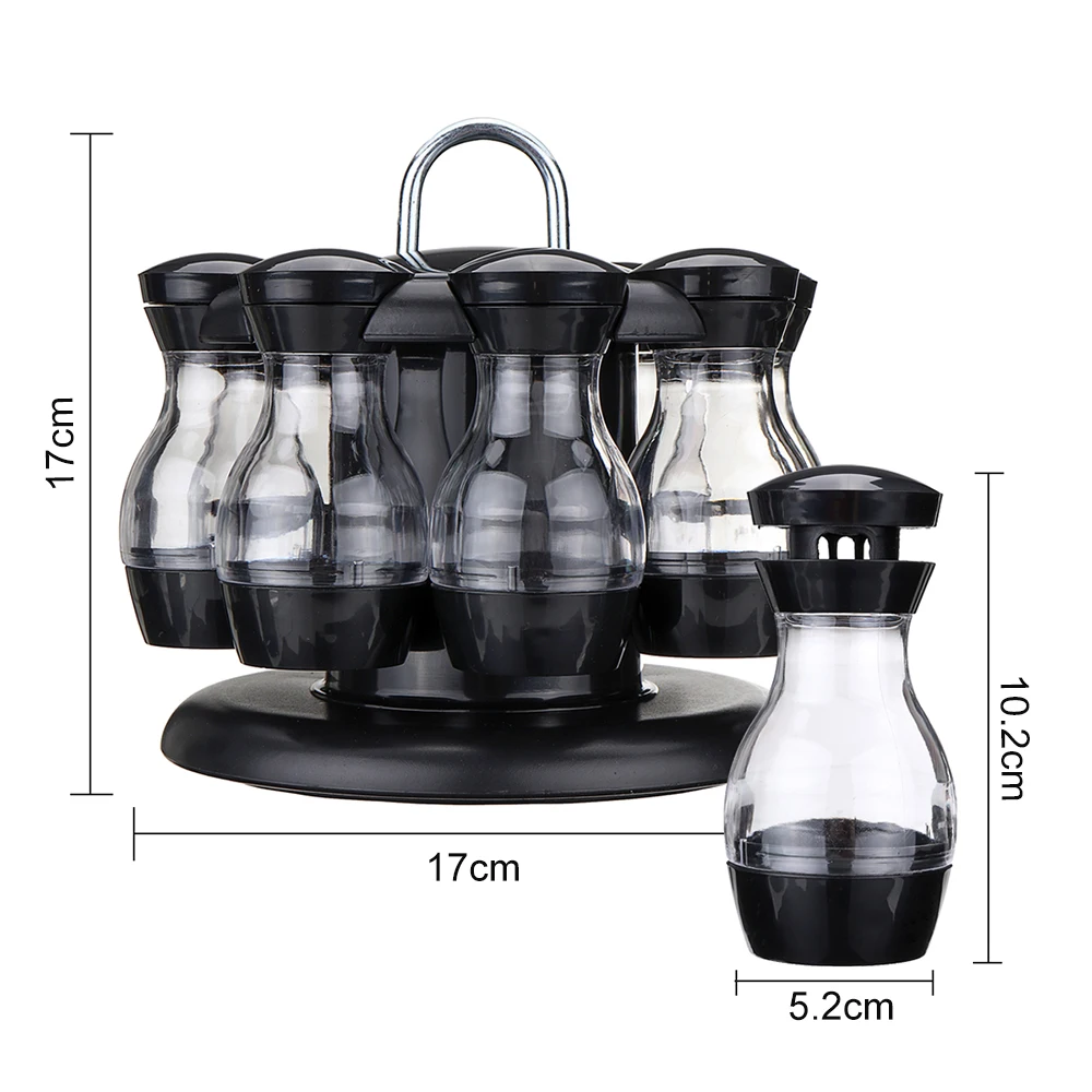 

Rotating Cruet Condiment Seasoning Jars Set for Spices Pepper Sprays Bottles Salt Shakers Holder Kitchen Storage Rack Organizer