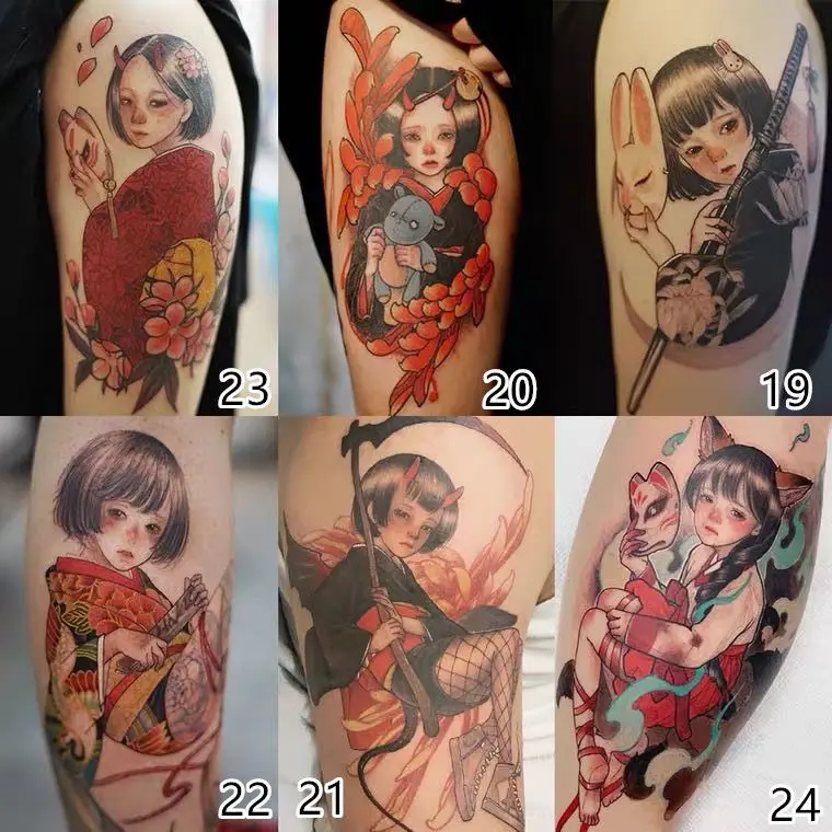 

Large Anime Fake Tattoo Sticker Waterproof Temporary Flower Arm For Woman Water Transfer Art