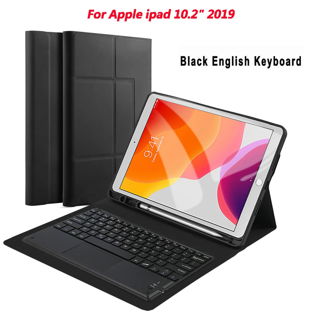 US Keyboard Case Чехол с русской клавиатурой для iPad 10,2 чехол из искусственной кожи флип-подставка Bluetooth тачпад Клавиатура планшет защитный чехол - Цвет: US Keyboard Case