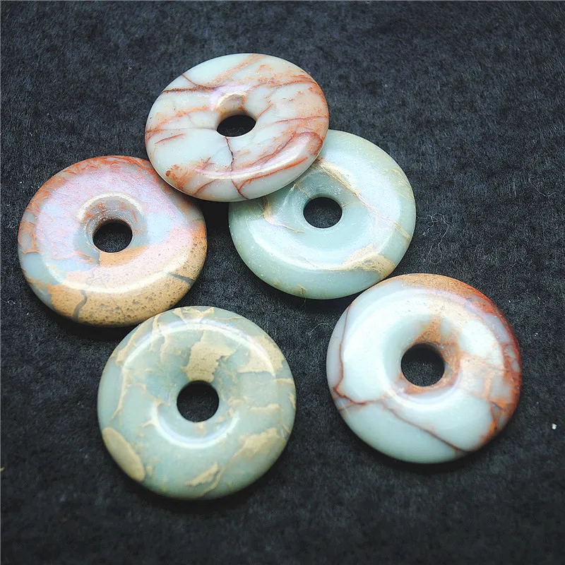 

2PC Nature Snake Jasper Stone Pendants Size 30MM 35MM 40MM Donut Shape For Women Necklace Making Accessories Wholesale Price