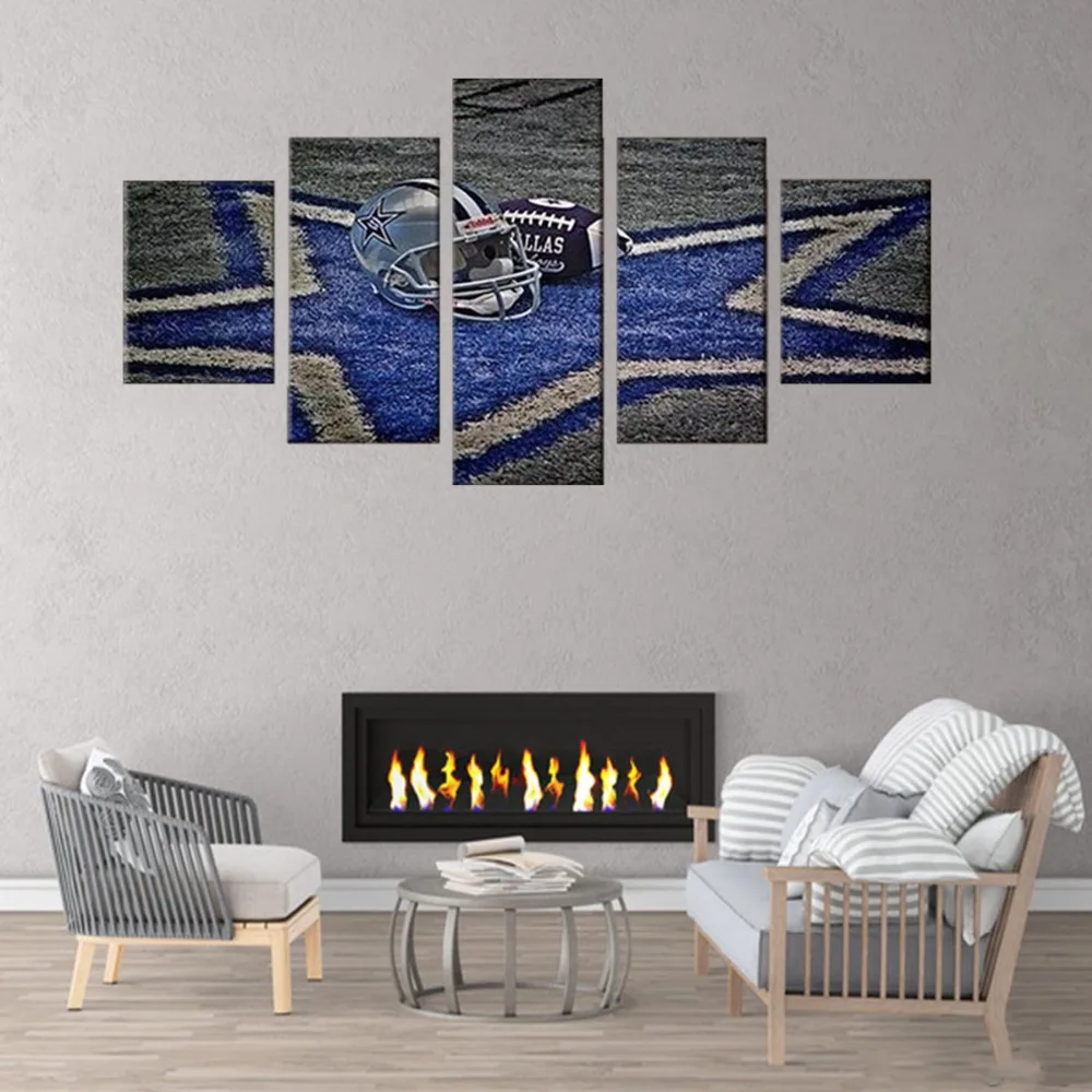 

5 PCS Dallas Rugby field Blue Star Posters Canvas Wall Art Pictures Prints Set Living Room Decor Canvas Pictures Wall Decor