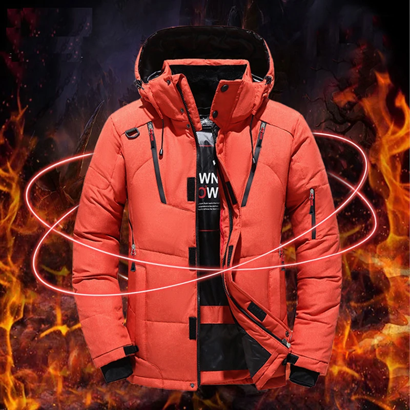 Winter Men's Down Jacket Hooded Puffer Jackets Men Padded Jacket Coat Male Fashion Casual Outerwear Outdoor Solid Color Warm
