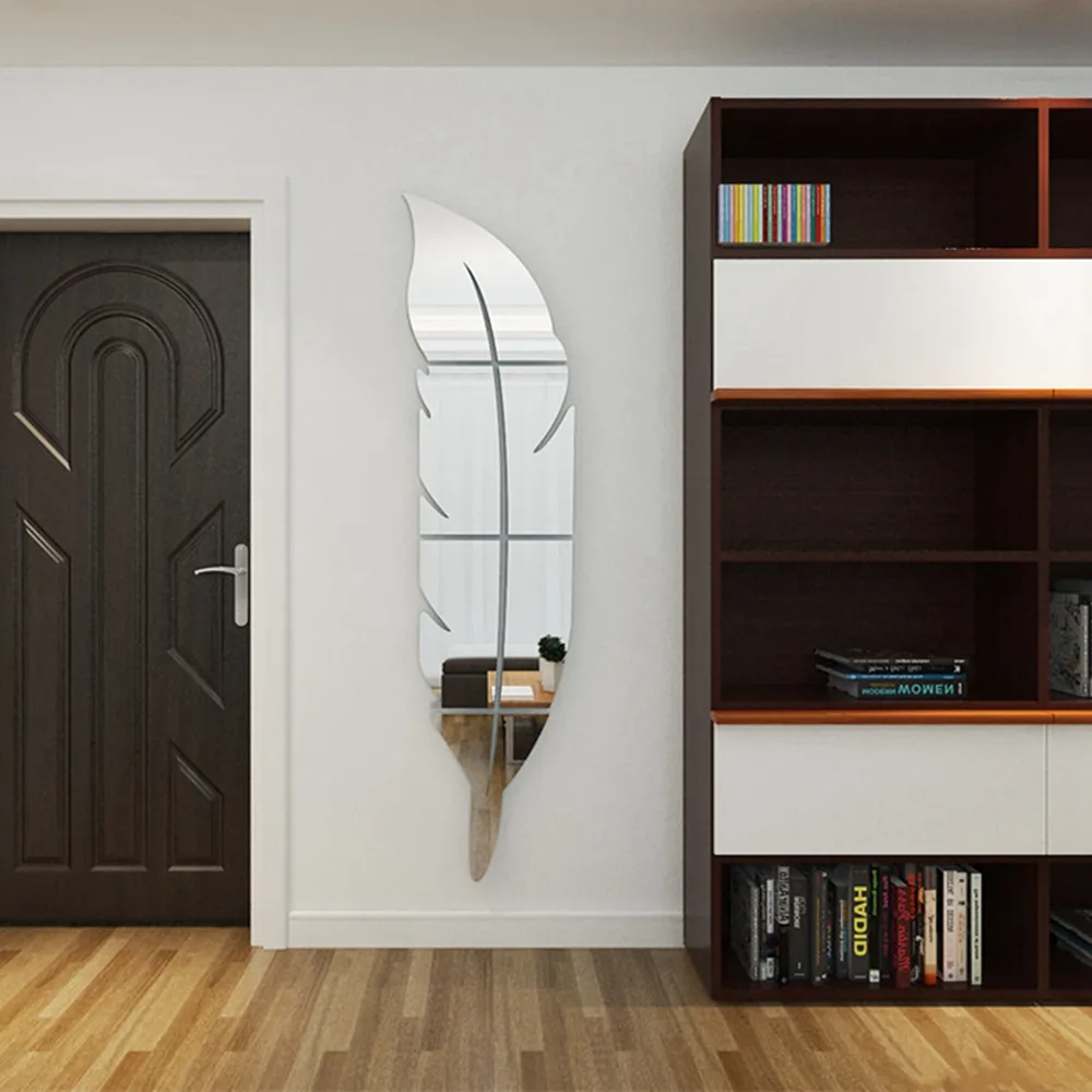 

Mirror Feather 3D Wall Stickers Acrylic Removable Mirror Wall Sticker Wall Decals Home Decor Wall Decoration