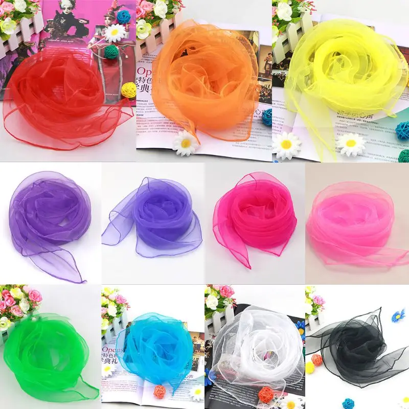 Прозрачный летний шарф для женщин квадратный однотонный головной убор тонкая